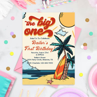 Der Big One Surf Beach zum 1. Geburtstag Einladung