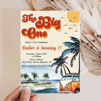 Der Big One Surf Beach zum 1. Geburtstag Einladung
