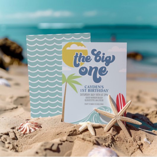 Der Big One Surf Beach zum 1. Geburtstag Einladung