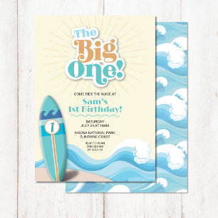 Der Big One Surf Beach zum 1. Geburtstag Einladung