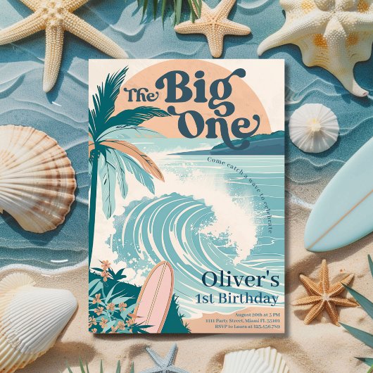 Der Big One Surf Beach zum 1. Geburtstag Einladung