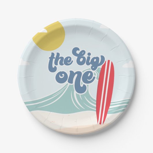 Der Big One Surf Beach zum 1. Geburtstag Pappteller (Vorderseite)