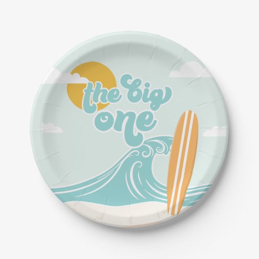 Der Big One Surf Beach zum 1. Geburtstag Pappteller (Vorderseite)
