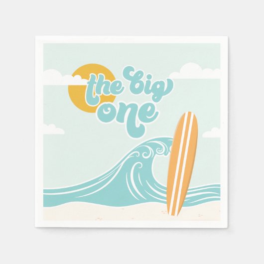 Der Big One Surf Beach zum 1. Geburtstag Serviette (Vorderseite)