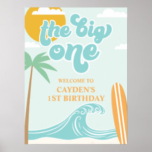 Der Big One Surf Beach zum 1. Geburtstag Willkomme Poster