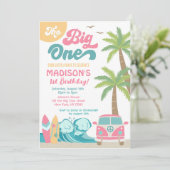 Der Big One surft Surf 1. Geburtstag Einladung (Stehend Vorderseite)