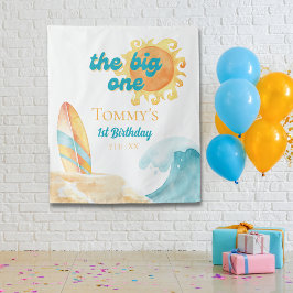Der Big One Watercolor Beach 1. Geburtstag Wandteppich