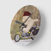 Der Biker - Hund - Runde Wanduhr (Winkel)