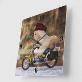 Der Biker Quadratische Wanduhr (Winkel)