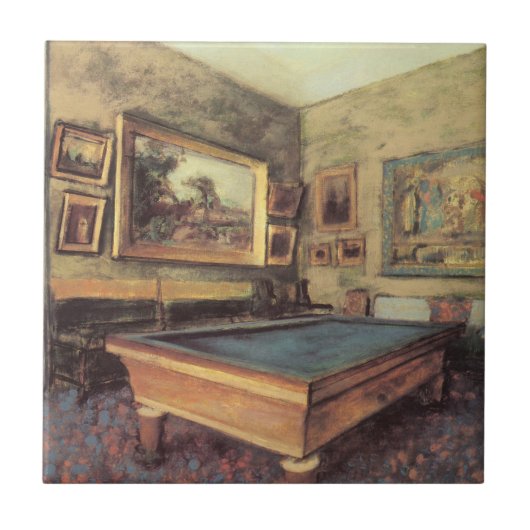 Der Billiardsaal in Menil Hubert von Edgar Degas Fliese (Vorderseite)