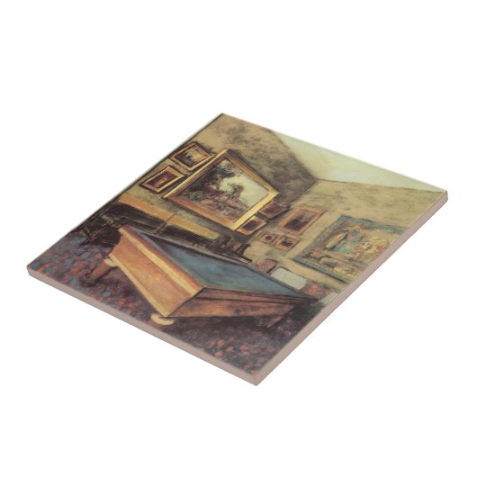 Der Billiardsaal in Menil Hubert von Edgar Degas Fliese (Seite)