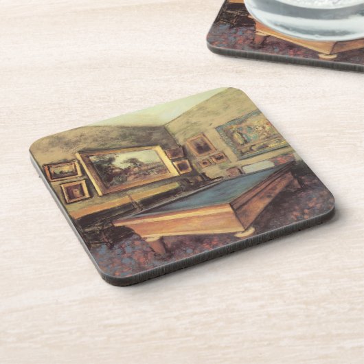 Der Billiardsaal in Menil Hubert von Edgar Degas Getränkeuntersetzer (Linke Seite)