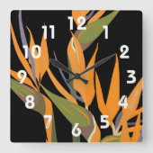 Der Bird of Paradise Wall Clock Quadratische Wanduhr (Vorderseite)