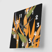 Der Bird of Paradise Wall Clock Quadratische Wanduhr (Winkel)