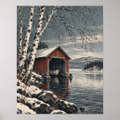 Der Birken-Bootsschuppen-Kunstprint Poster (Vorne)