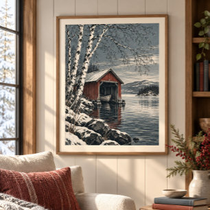 Der Birken-Bootsschuppen-Kunstprint Poster