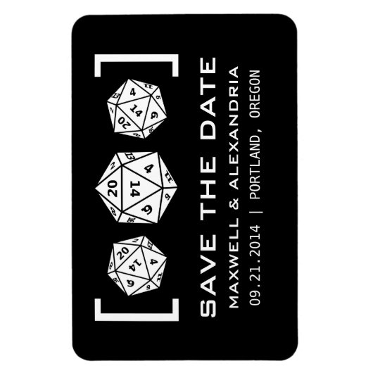 Der Black D20 Dice Gamer speichert das Datumsfenst Magnet (Vertikal)