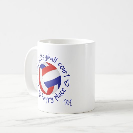 Der blau-rote Volleyballplatz ist mein glücklicher Kaffeetasse (Vorderseite Links)
