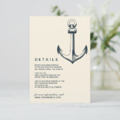 Der blaue Anker | Angaben zum Hochzeitgast Einladung (Stehend Vorderseite)