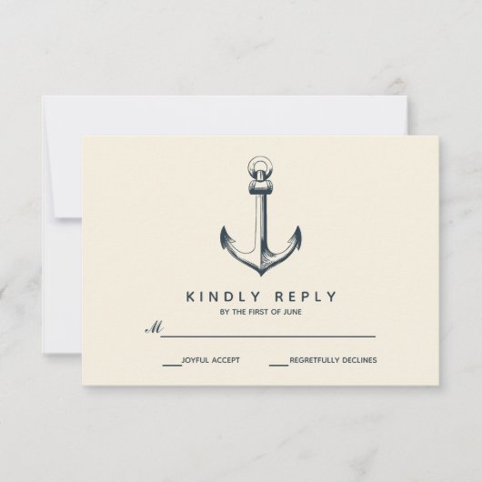 Der blaue Anker | HochzeitsrSVP RSVP Karte (Vorderseite)