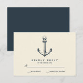 Der blaue Anker | HochzeitsrSVP RSVP Karte (Vorne/Hinten)