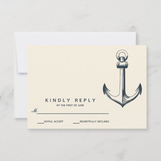 Der blaue Anker | HochzeitsrSVP RSVP Karte (Vorderseite)