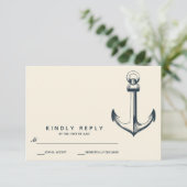 Der blaue Anker | HochzeitsrSVP RSVP Karte (Stehend Vorderseite)