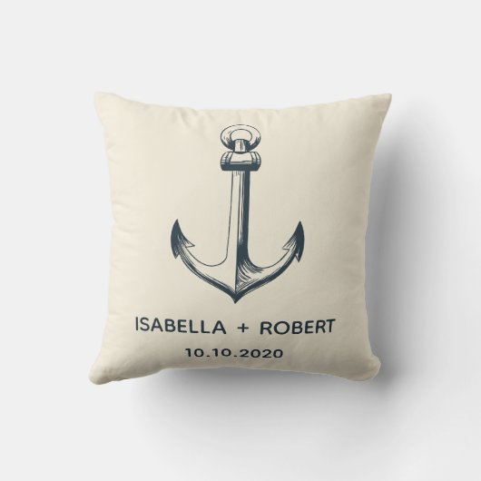 Der blaue Anker | Hochzeitssake Kissen (Rückseite)