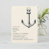 Der blaue Anker | Hochzeitsstift Brautparty Einladung (Stehend Vorderseite)