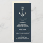 Der blaue Anker | Nautical Wedding Menu Menükarte (Vorne/Hinten)