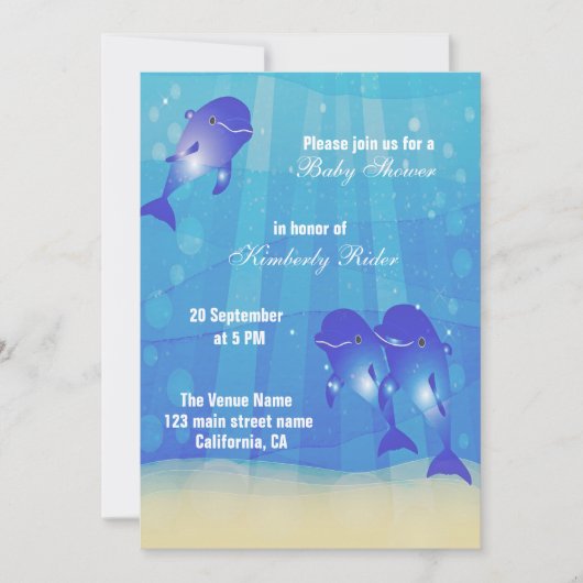 Der Blaue Delfin Einladung (Vorderseite)
