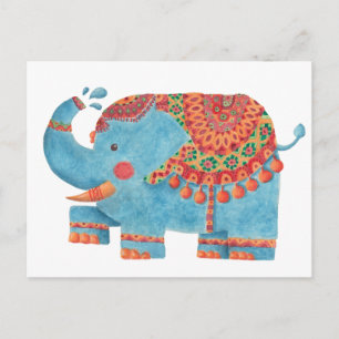 Der blaue Elefant Postkarte