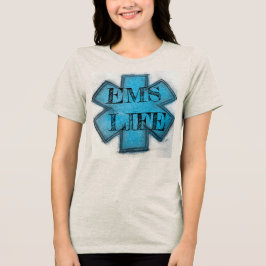 Der blaue EMS Life Star des Lebens Tri-Blend Shirt