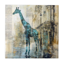 Der Blaue Giraffe in Paris Keramikfliese