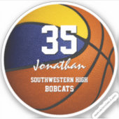 Der blaue goldene Club färbt die Basketballgeschen Aufkleber (Vorderseite)