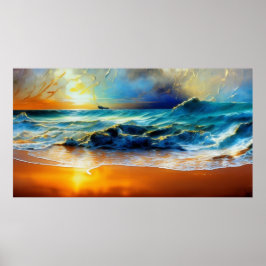 Der blaue goldene Himmel ist schön und modern Poster