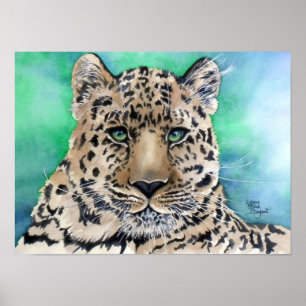 Der blaue grelle Glanz des Leoparden Poster