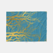Der blaue Hintergrund der Zweige des Golden Trees Fleecedecke (Vorderseite (Horizontal))