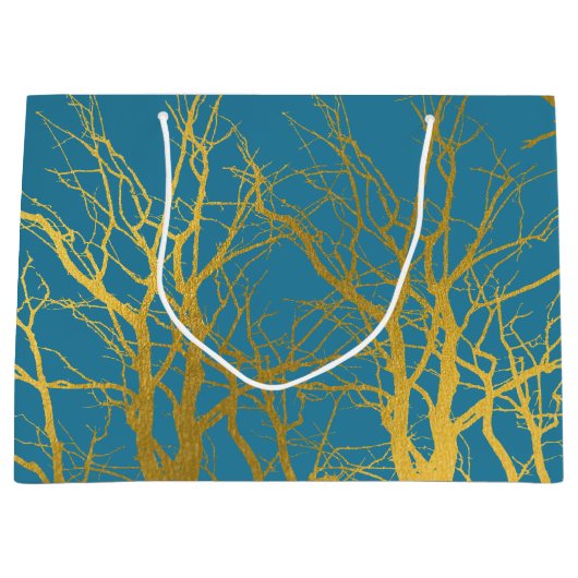 Der blaue Hintergrund der Zweige des Golden Trees Große Geschenktüte (Vorderseite)
