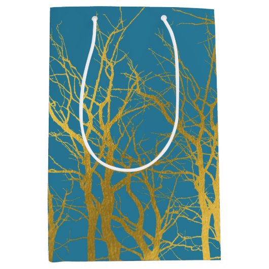 Der blaue Hintergrund der Zweige des Golden Trees Mittlere Geschenktüte (Vorderseite)
