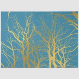 Der blaue Hintergrund der Zweige des Golden Trees Seidenpapier