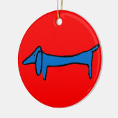 Der blaue Hund Keramikornament (Links)