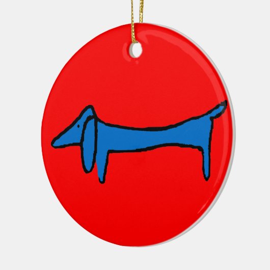 Der blaue Hund Keramikornament (Links)
