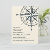 Der blaue Kompass | Bridesmaids Luncheon Wedding Einladung (Stehend Vorderseite)