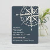 Der blaue Kompass | Bridesmaids Luncheon Wedding Einladung (Stehend Vorderseite)