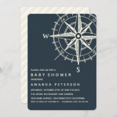 Der blaue Kompass | Kinderdusche Einladung (Vorne/Hinten)