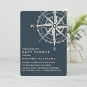 Der blaue Kompass | Kinderdusche Einladung (Stehend Vorderseite)