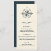 Der blaue Kompass | Nautical Wedding Menu Menükarte (Vorne/Hinten)