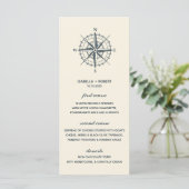 Der blaue Kompass | Nautical Wedding Menu Menükarte (Stehend Vorderseite)