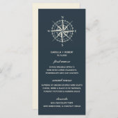 Der blaue Kompass | Nautical Wedding Menu Menükarte (Vorne/Hinten)